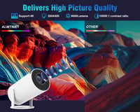 Alwtniet 4K Hordozható Mini Projektor Android 11 - 200 ANSI Lumen, 5G WiFi 6, Bluetooth 5.0, 180° Forgatható, Automatikus Trapézkorrekció, F 2