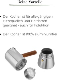 LAMBDA COFFEE Indukciós Eszpresszó Főző 100ml, 1-2 Csészés, Kempingezéshez 7