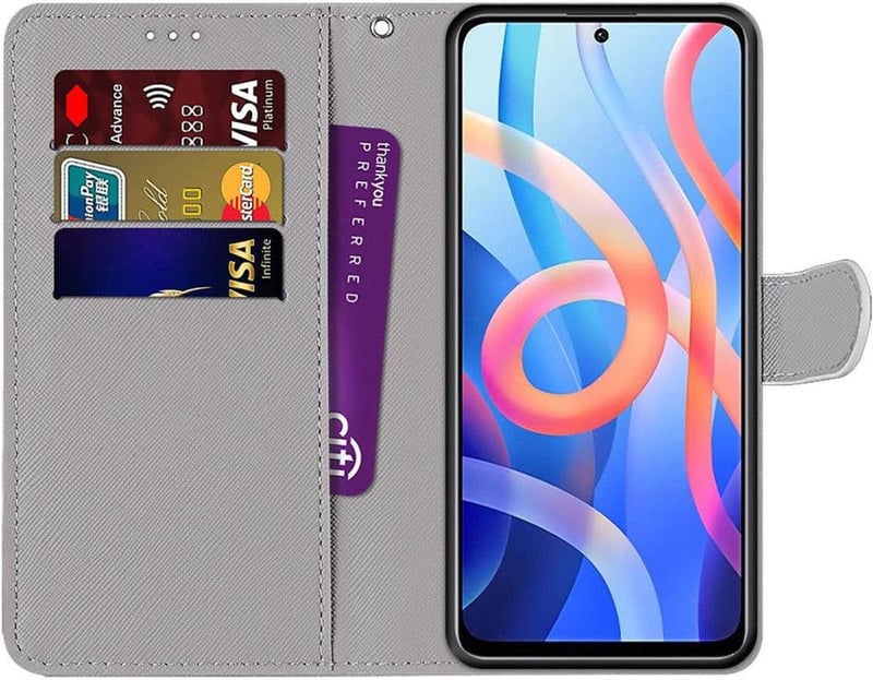Xiaomi Poco M4 Pro 5G rózsaszín bőr tok kártyatartóval és állvánnyal