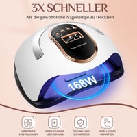 NAXBEY 168W UV/LED Műköröm Lámpa Szenzorral, 4 Időzítővel és 7 Részes Manikűr Készlettel - Gyors Szárítás, Hordozható Fogantyú, Kezdőknek és 3