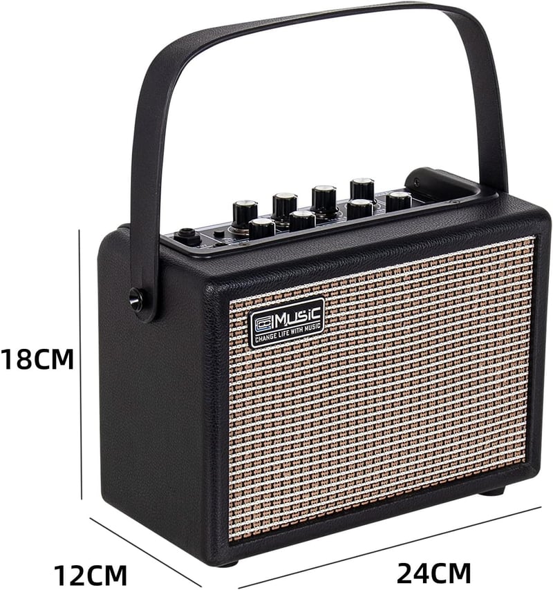Coolmusic 15G Hordozható Bluetooth Gitárerősítő - 15W, Kétcsatornás, Elektromos és Akusztikus Gitárhoz, Torzítás és Reverb Effektekkel, Újra