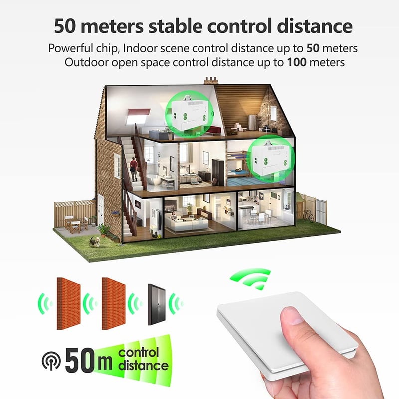 DieseRC vezeték nélküli kinetikus fali kapcsoló, 433MHz RF vevővel, akkumulátor nélkül