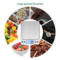 KUBEI 5kg-os USB-s digitális konyhai mérleg, 0,1g pontosság, rozsdamentes acél 7