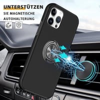 Apple iPhone 14 Pro Fekete Mágneses Gyűrűs Szilikon Védőtok 5