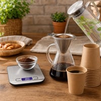 Set za pripremu kave: vaga + dripper + stakleni vrč 1l + 100 papirnatih čaša 1