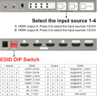 HDMI Matrix Switch 4K 60Hz - 4 be 2 ki elosztó, optikai és AUX hangkimenettel, HDR10 támogatással 5