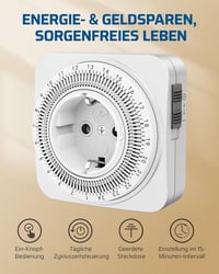 DEWENWILS Mechanikus Időzítő Aljzat, 24 Órás Analóg Időkapcsoló 96 Programozható Időszakkal, Kávéfőzőhöz, Lámpákhoz, 2 Darabos Csomag 3