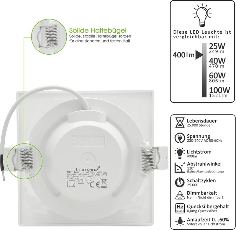 Lumare 9 db-os LED süllyesztett lámpa szett, vékony, fürdőszobába is, ezüst, 26mm