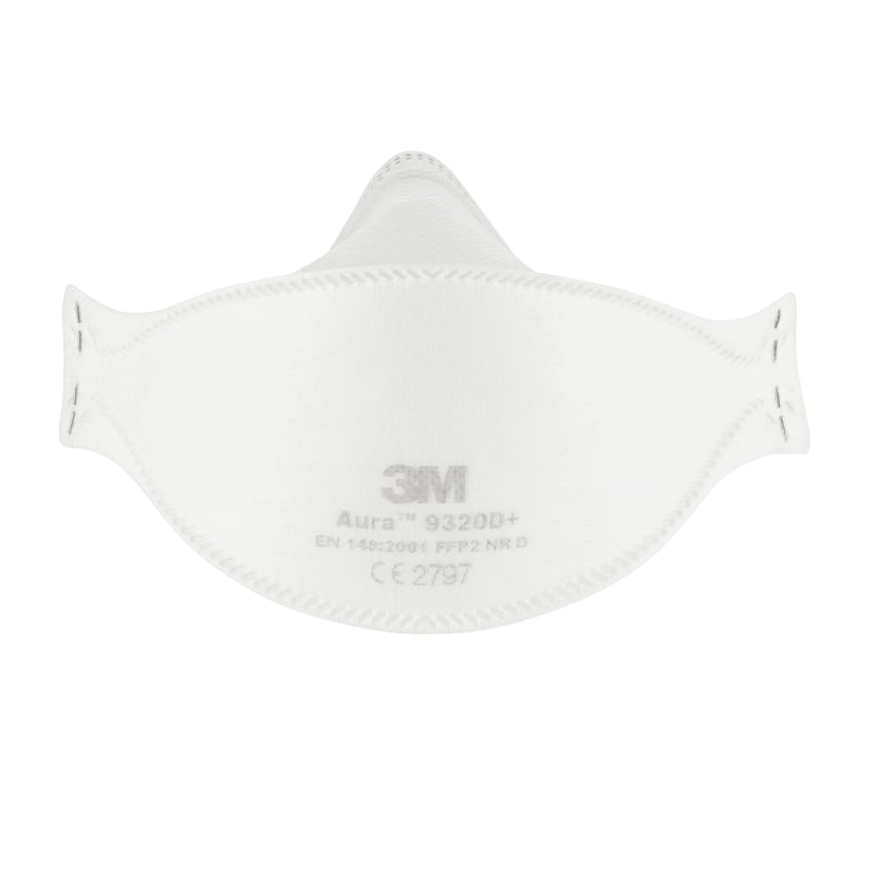 3M Aura 9320D+ FFP2 Légzésvédő Maszk, Szelep Nélküli, Eldobható Részecskeszűrő Maszk, Stiftung Warentest Tesztgyőztes, 5 db