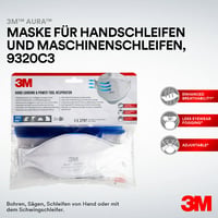3M Aura 9320D+ FFP2 Légzésvédő Maszk, Szelep Nélküli, Eldobható Részecskeszűrő Maszk, Stiftung Warentest Tesztgyőztes, 5 db 2