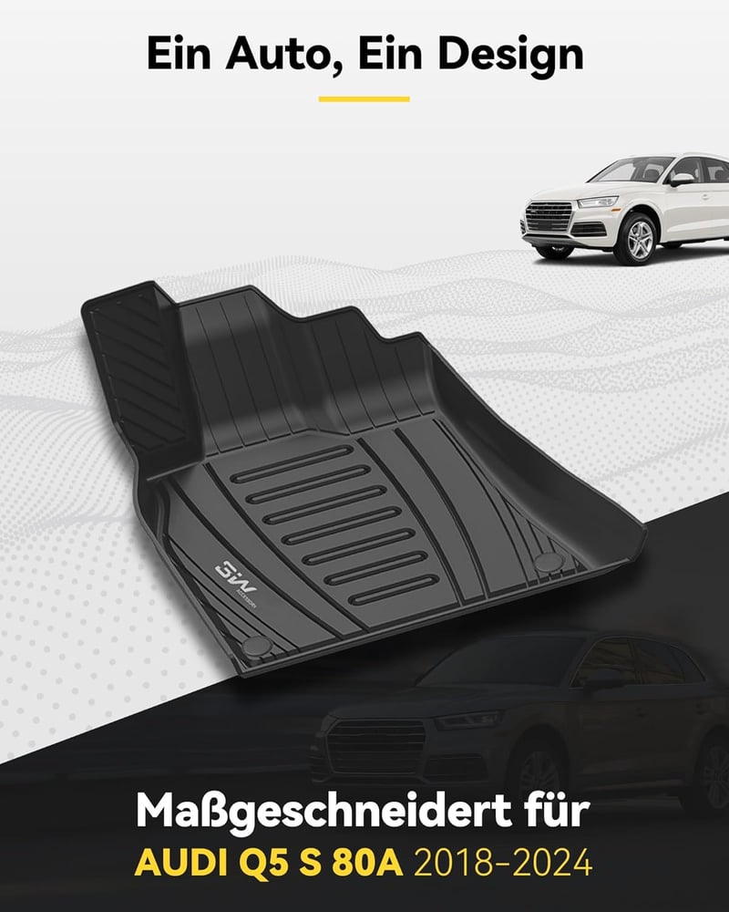 3W Audi Q5 SQ5 gumiszőnyeg és csomagtartó szőnyeg szett 2018-2023