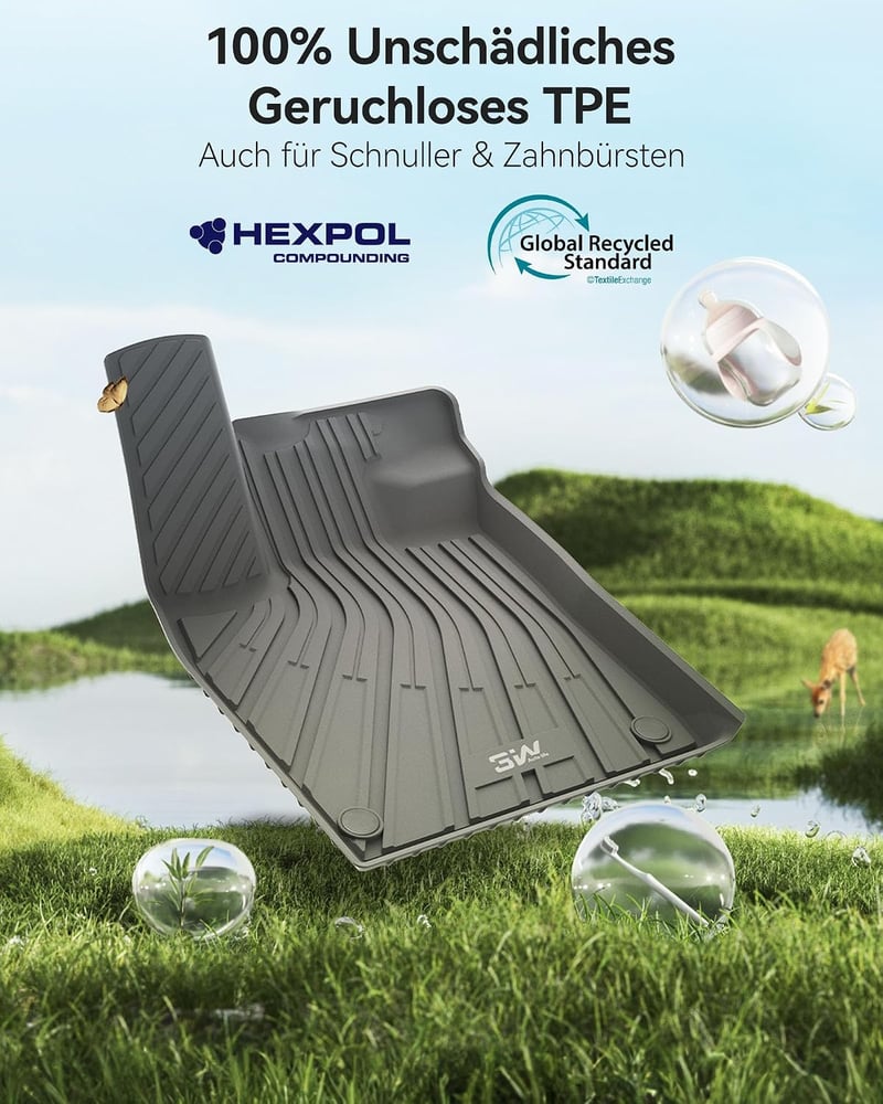 3W Volkswagen ID.3 E11-E12 2020-2026 gumiszőnyeg szett 1-2 sor + csomagtértálca, fekete, időjárásálló betétek
