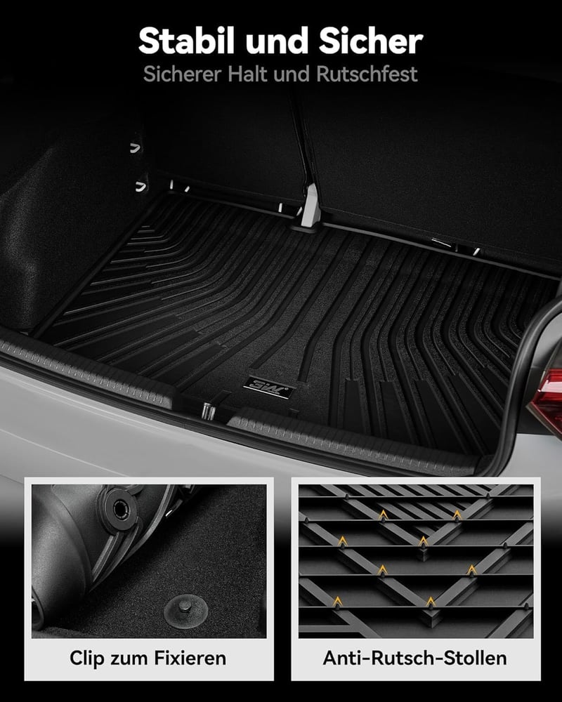 3W Volkswagen ID.3 E11-E12 2020-2026 gumiszőnyeg szett 1-2 sor + csomagtértálca, fekete, időjárásálló betétek