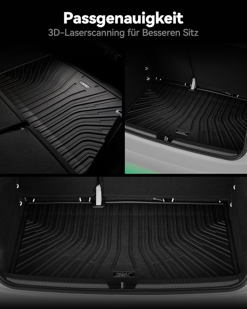 3W Volkswagen ID.3 E11-E12 2020-2026 gumiszőnyeg szett 1-2 sor + csomagtértálca, fekete, időjárásálló betétek
