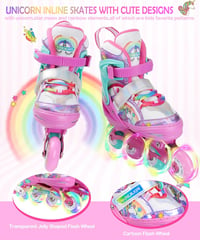 4-Pejiijar Gyerek Görkorcsolya Lányoknak Állítható Világító Kerekekkel Szivárvány Kezdőknek 2