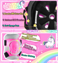 Set de protecție pentru copii cu unicorn, 4 piese – Genunchiere și cotiere pentru fete, pentru role, bicicletă, skateboard, cu geantă de transport 6
