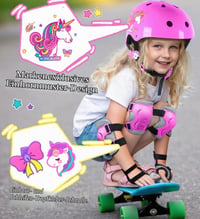 Set de protecție pentru copii cu unicorn, 4 piese – Genunchiere și cotiere pentru fete, pentru role, bicicletă, skateboard, cu geantă de transport 5