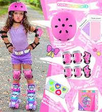 Set de protecție pentru copii cu unicorn, 4 piese – Genunchiere și cotiere pentru fete, pentru role, bicicletă, skateboard, cu geantă de transport 2