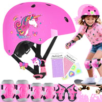 Set de protecție pentru copii cu unicorn, 4 piese – Genunchiere și cotiere pentru fete, pentru role, bicicletă, skateboard, cu geantă de transport 1