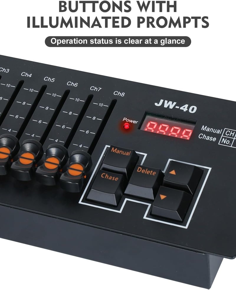 40 csatornás DMX512 DJ Kontroller Beépített Akkumulátorral Színpadi Világításhoz