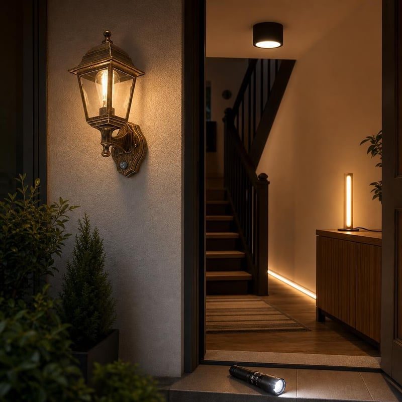 Paket za osvjetljenje stubišta: 1x spot lampa + 1x zidna lampa + 1x noćno svjetlo + 6m LED traka + 1x svjetiljka
