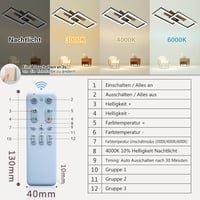 SEATAIN Fa Mennyezeti Lámpa - Fekete Téglalap 48W LED, Távirányítós, Fényerőszabályozható, 3000K-6000K, 4800lm, Éjszakai Fény Funkcióval 9