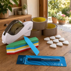 Set za pakiranje i organizaciju: dozator + 3 trake + 10 kutnih štitnika + 100 naljepnica + marker