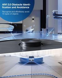 ECOVACS Deebot T9 AIVI Robotporszívó Feltörlő Funkcióval - 3000Pa Szívóerő, Akadályfelismerés, Csomómentes Kefe, Állatszőr Eltávolítás, 3D T 3