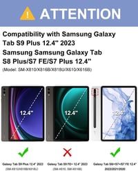 FOGARI Bluetooth Billentyűzet Samsung Galaxy Tab S9 Plus/S8 Plus/S7 FE/S7 Plus Tablethez - Fekete AZERTY Mágneses Védőtok 12,4" Készülékekhe 2