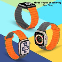 Apple Watch szilikon szíj mágneses csattal - 38-49mm, szürke-narancs 3