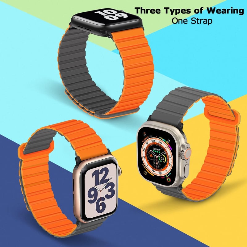 Apple Watch szilikon szíj mágneses csattal - 38-49mm, szürke-narancs