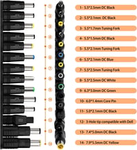 KUOQIY Univerzális DC Tápegység Adapter 5,5 x 2,1 mm Csatlakozóval, 2 Kábellel - HP Dell ASUS Lenovo Acer Laptopokhoz Kompatibilis 3