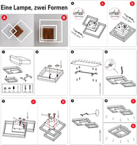 SEATAIN Fa Mennyezeti LED Lámpa - Fekete Geometrikus Dizájn, 40 cm, Távirányítós, Fényerő Szabályozás, 3000-6000K Színhőmérséklet, Éjszakai  6