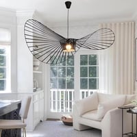 HRGKLMN Vertigo Függőlámpa - Állítható Magasságú Retro Szalmakalap Csillár, E27, 18W, 800 Lumen, Fekete, 100 cm, Nappali és Hálószoba Világí 7