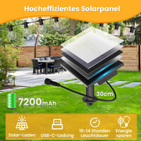 ZOTOYI Napelemes LED Fényfüzér 30m - 50+2 G40 Izzóval, IP65 Vízálló, 4 Világítási Móddal, Kert, Terasz, Esküvő Dekorációhoz, Meleg Fehér 2
