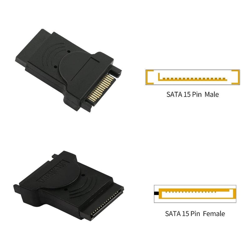 QIANRENON 15 tűs SATA tápkábel hosszabbító HDD, SSD és DVD-hez - 2 db