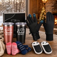 Zimný turistický balíček: termohrnček + vetruodolné rukavice + 2x elektrický ohrievač rúk 1