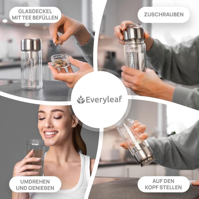 Prémium üveg teapalack beépített szűrővel, 270 ml