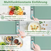 WochiTV Ételmelegítő Lap 6 Hőmérséklet Fokozattal és Időzítővel - Elektromos Melegentartó Tálca Otthonra, Éttermekbe, Büfékbe - Zöld 5