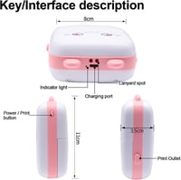 PNGOS Rózsaszín Mini Bluetooth Hőnyomtató - Hordozható Tintamentes Matrica és Fotónyomtató 6