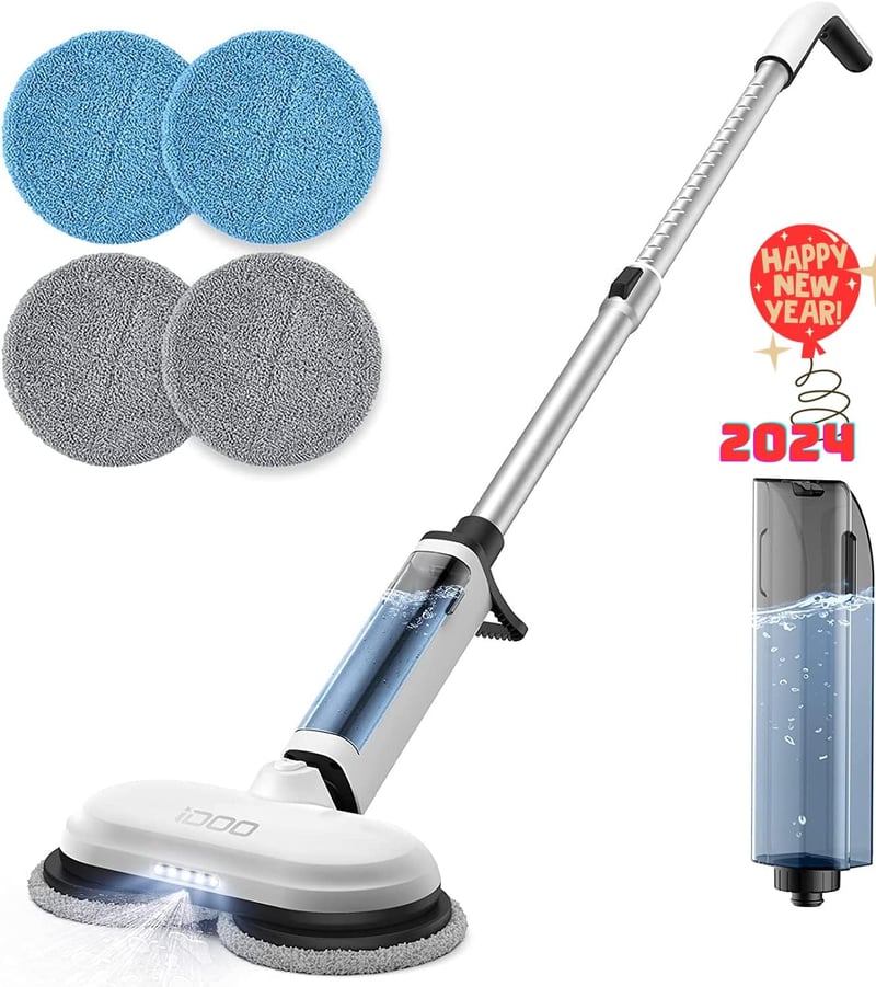 iDOO vezeték nélküli elektromos felmosó, LED-es, 350ml-es tartállyal és dupla forgófejjel