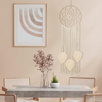 Nice Dream Makramé Álomfogó - Nagy Méretű Boho Falidísz Rojtokkal, Kézzel Készített Tollas Dekoráció Otthonra, Hálószobába, 80 cm 7