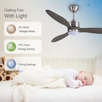 Ovlaim 132 cm Okos Mennyezeti Ventilátor Távirányítóval - Fa Lapátok, 6 Sebesség, App/Alexa Vezérlés, LED Világítás, Csendes DC Motor, Szürk 2