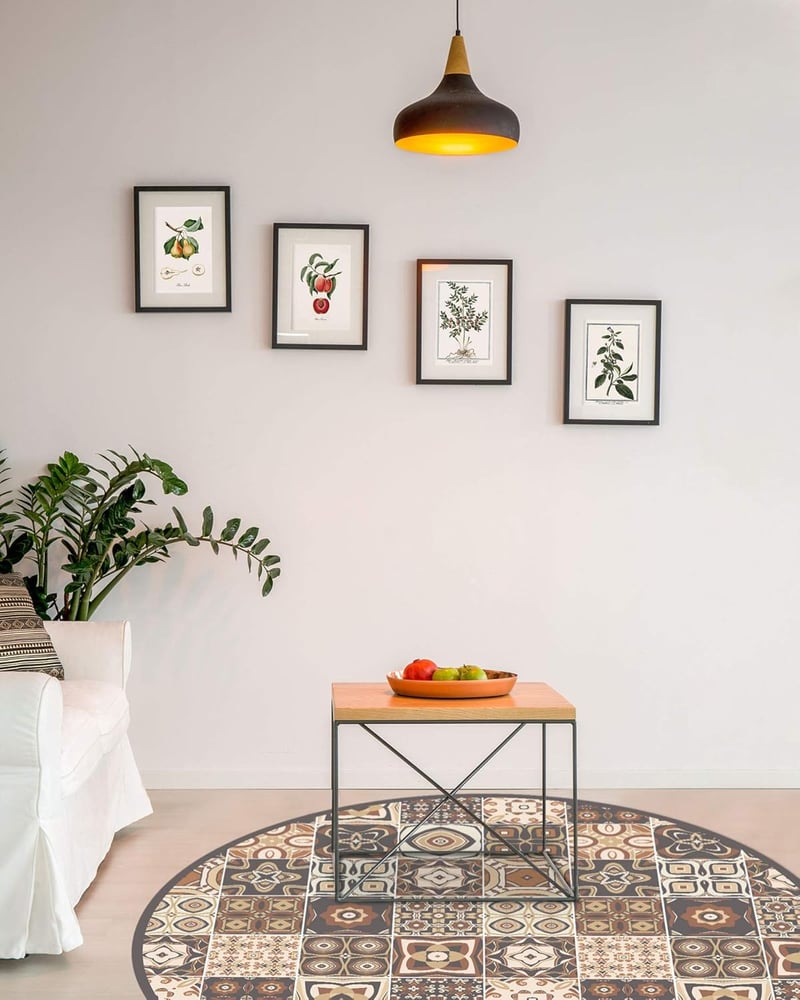 Panorama PVC Konyhai Szőnyeg 60x110 cm - Barna Csempemintás Padlószőnyeg, Csúszásmentes, Vízálló, Lángálló, Hipoallergén, Spanyol Gyártmány