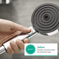 Hansgrohe Pulsify Select S Víztakarékos Zuhanyfej 9l/min, 3 Sugártípussal, Króm, Kerek (⌀105mm), EcoSmart Technológiával, Vízkőgátló Funkció 6