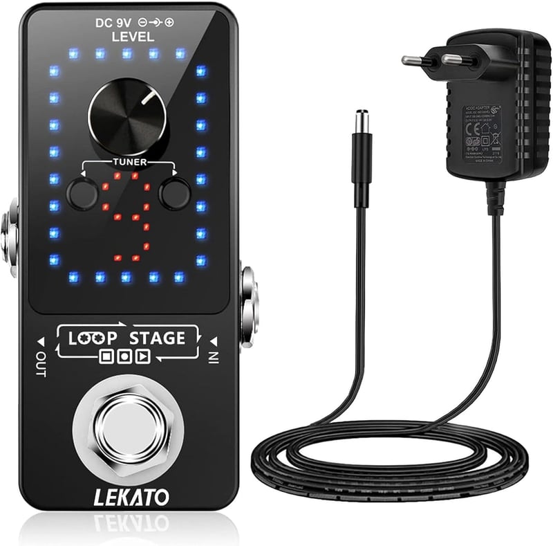 LEKATO Gitár Looper Pedál 9 Hurokkal, 40 Perces Felvételi Idővel, Beépített Hangoló, Korlátlan Overdub Funkció Elektromos Gitárhoz és Basszu