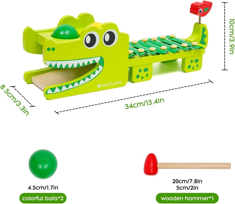 Montessori fa xilofon és kalapácsjáték 2 az 1-ben, fejlesztő zenei játék gyerekeknek