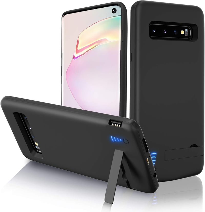 Samsung Galaxy S10 akkumulátoros tok 6000 mAh-s, állvánnyal - Gladgogo