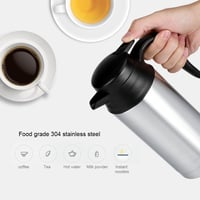 MAGT 12V 750ml Autós Vízforraló Bögre - Rozsdamentes Acél Utazó Termosz Kávéhoz, Teához - Automata Kikapcsolás, Jelzőfény, Ezüst 4
