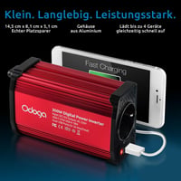 Odoga 300W autós feszültségátalakító 12V-ról 220V-ra, 2 USB porttal - szivargyújtós adapter 5